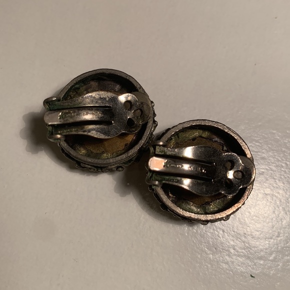 Vintage “Kramer of N.Y.” Clip-on Earrings, Large size, Faux Diamond, Filigree - Picture 7 of 7